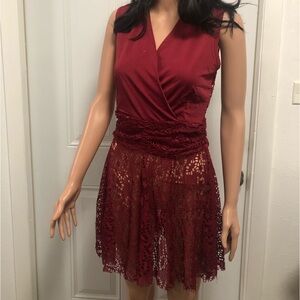 Maroon See through Lingerie Dress